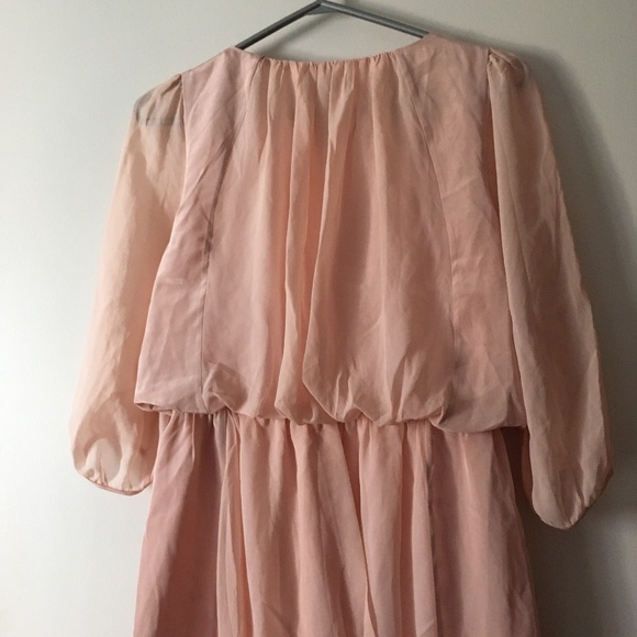 TIBI Pale Pink Silk Chiffon Layered Blouson Dress 0 - Picture 5 of 6